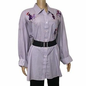 Vintage p.g.b Striped Cotton Button Down Shirt violet,red size 2X